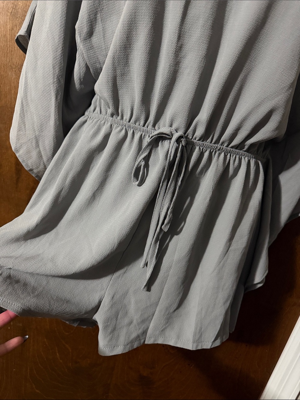 Soft Gray V-Neck Drawstring Tunic - Picture 3 of 3